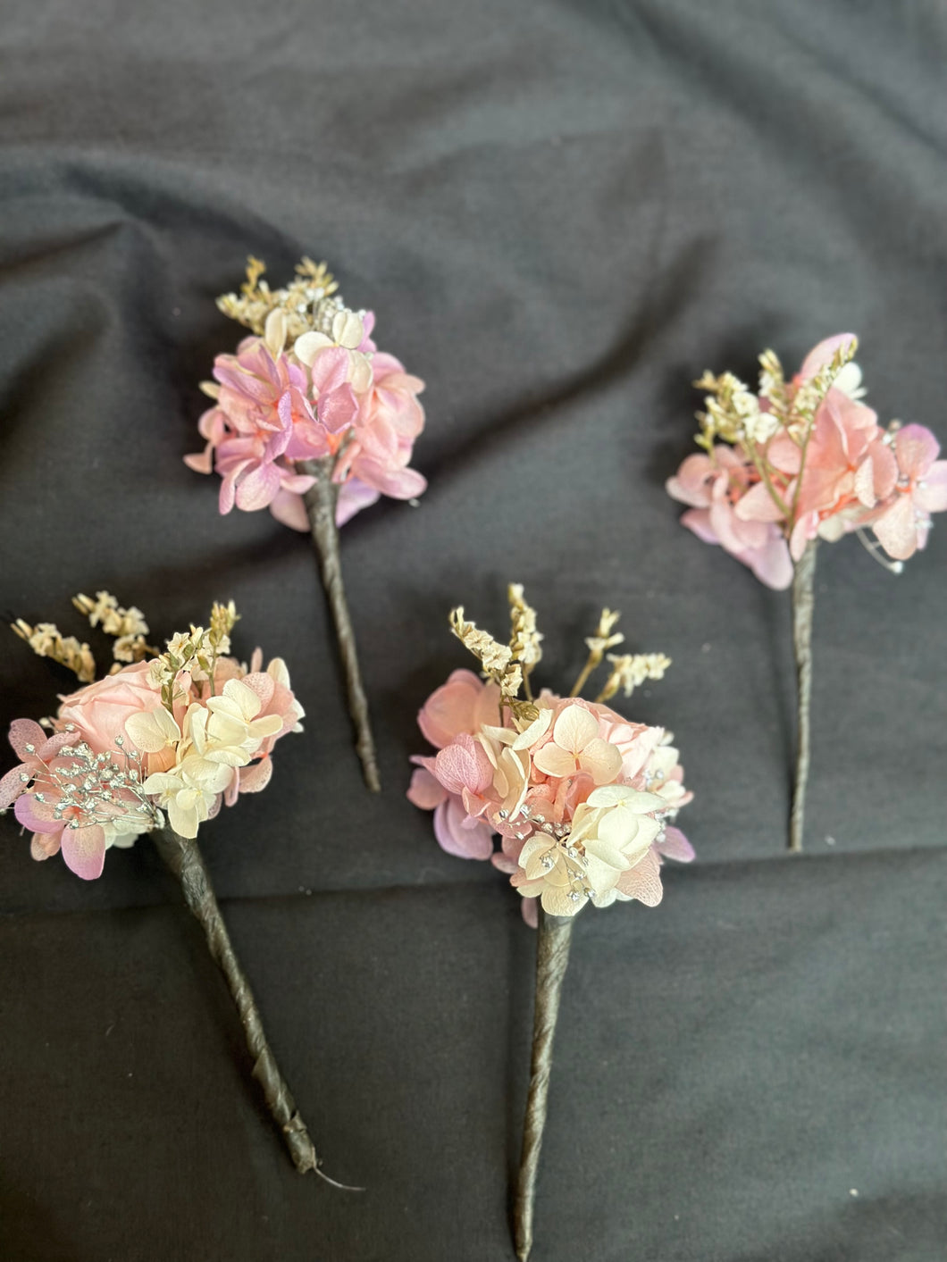 Bridal hair flowers - Preserved flower pink theme (Premium bundle with 2 roses)