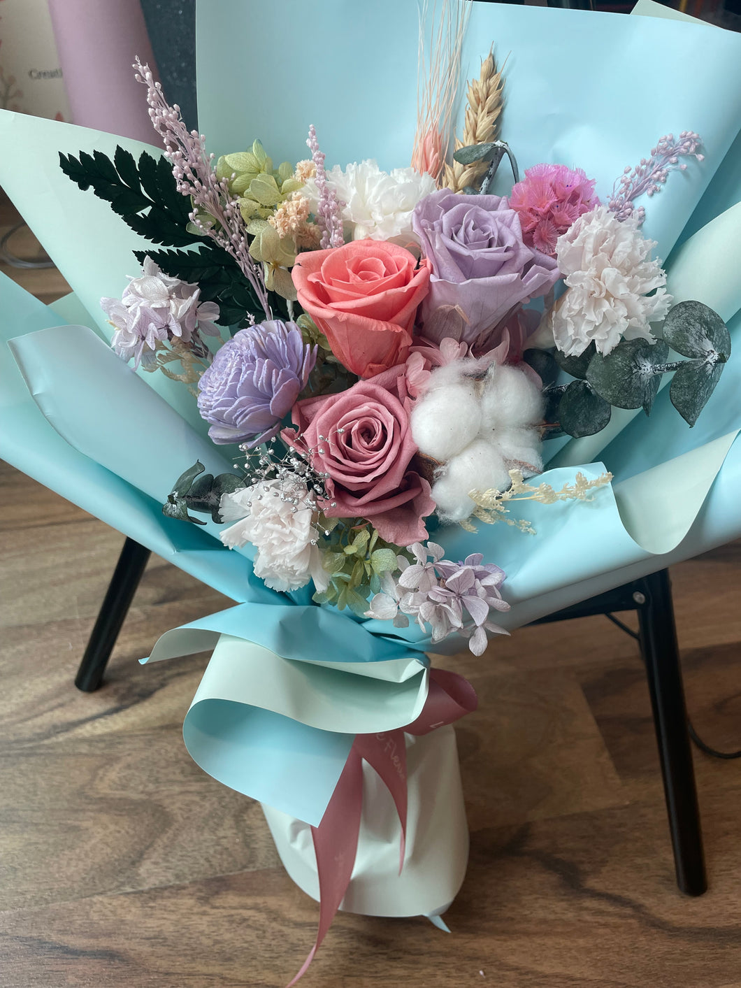 Pastel bliss preserved flower bouquet