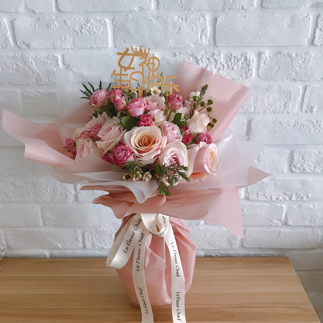 Fresh flower - Sweet pink Goddess rose Bouquet